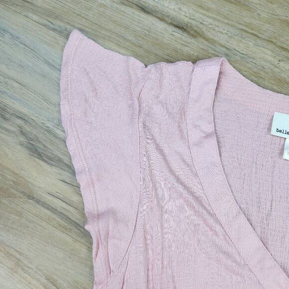 🍑Belle Du Jour Pink Layered Ruffle Cap Sleeve Top Medium - Picture 5 of 9